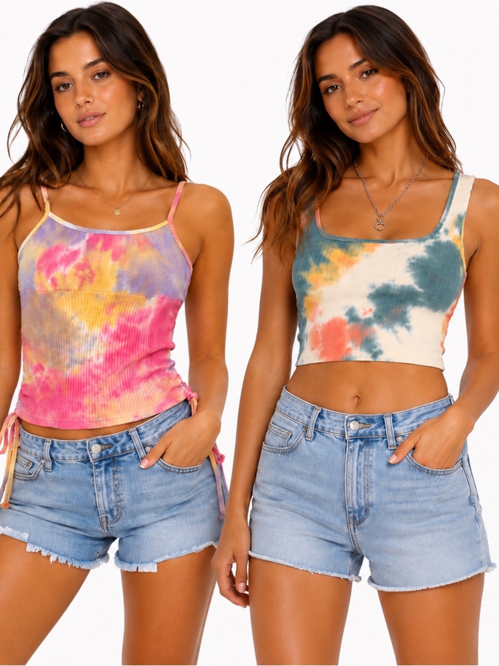 ✨ Tie-Dye Crop Tank Top Bundle – 2 Tops | Size Small ✨
